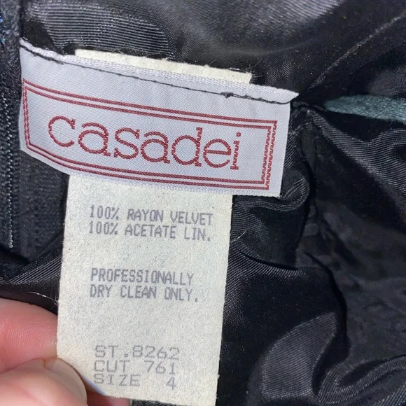 Casadei Vintage black velvet glittery blue strapless dress, starry night, size 4 - Picture 10 of 11